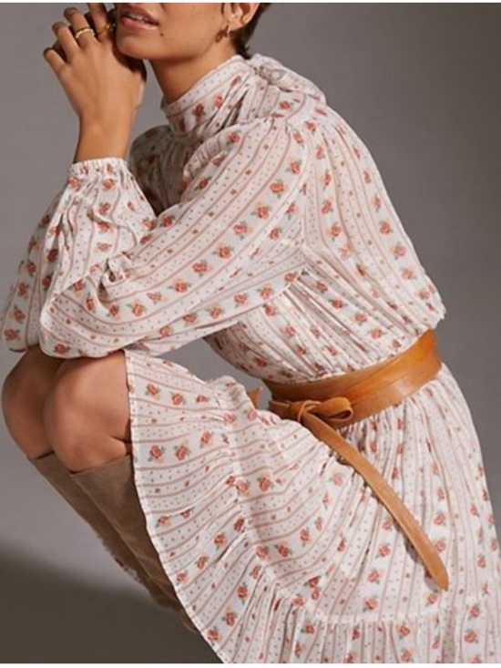 Anthropologie Dresses & Skirts - Anthropologie Cream Mini Dress with Dusty Rose Floral Print 0451